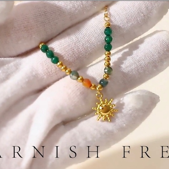 NWT natural stone Stainless steel ball pendant Necklace - Picture 10 of 16